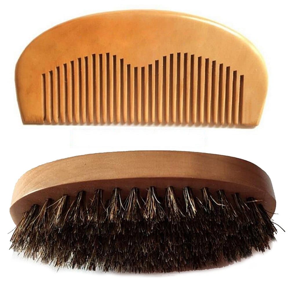 Magik Beard Mustache Hair Face&Neck Care Styling Grooming Trimming Shaping Aid Tool Comb Brush Set (Brush+Comb)