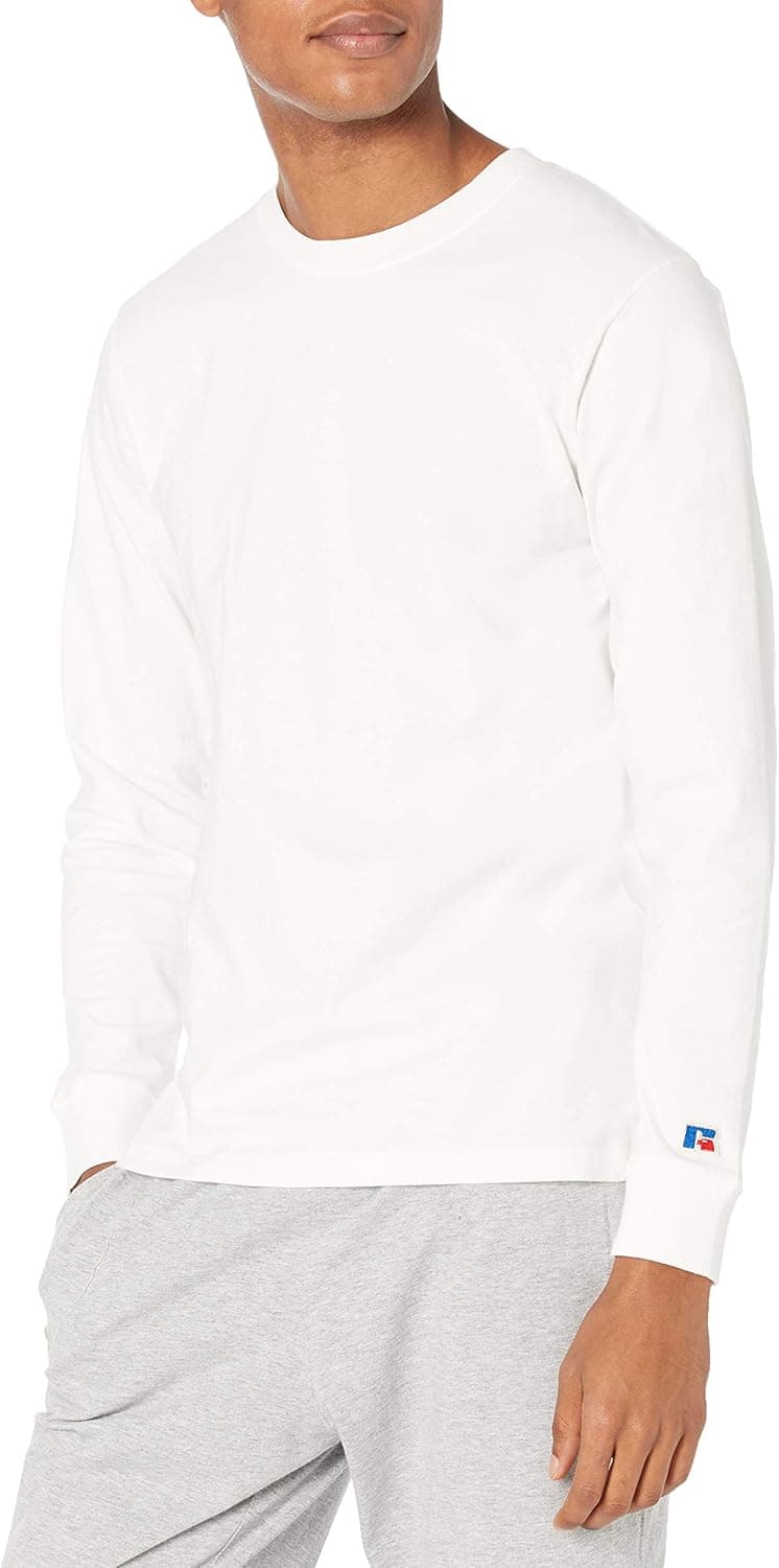 Russell Athletic Men's Soft 100% Cotton Midweight Long Sleeve T-Shirt