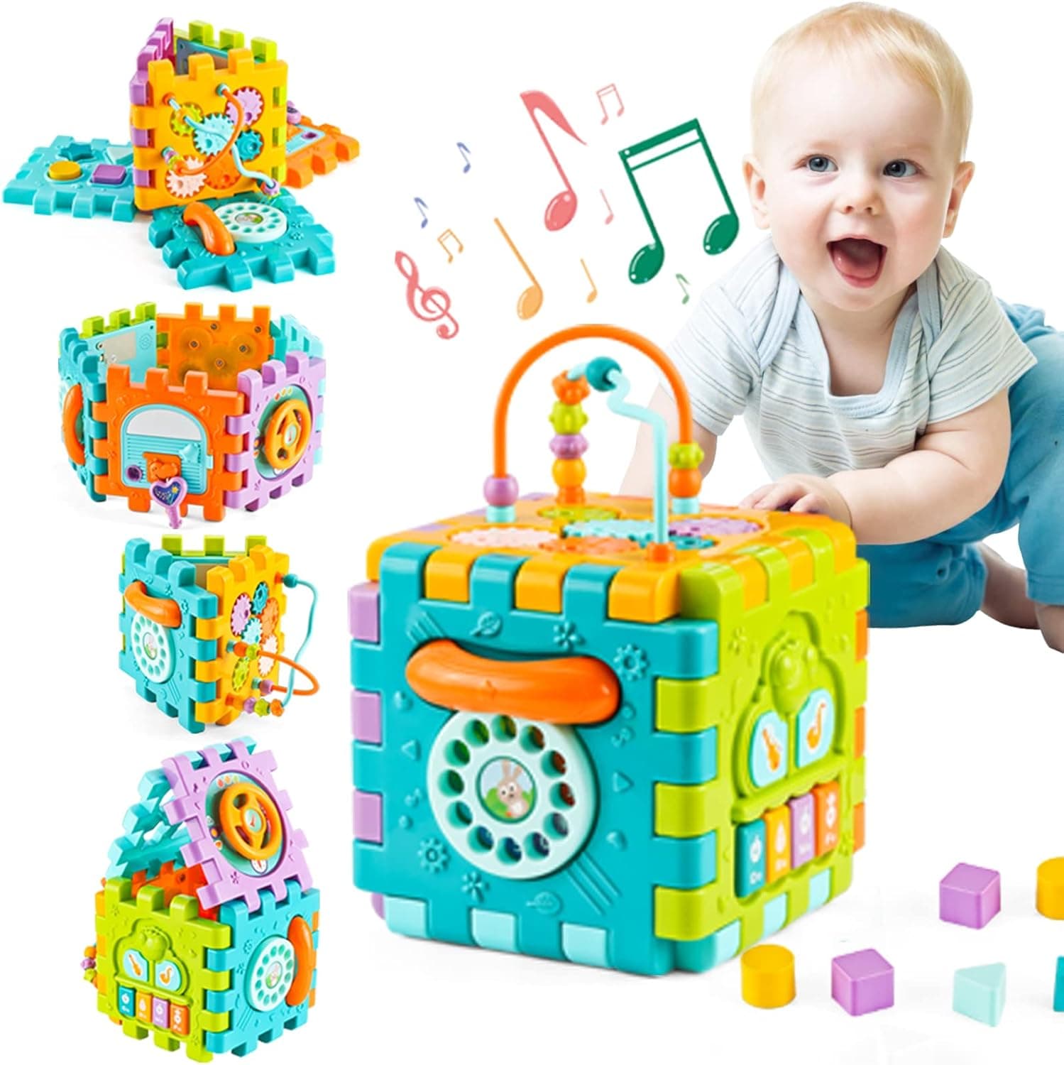 Baby Activity Cube Piano Toy for 2 3 Years Old Toddler Boys Girls 6 in 1 Busy Learners with Music Sound Educational Kids Gift for 18 Months Infant
