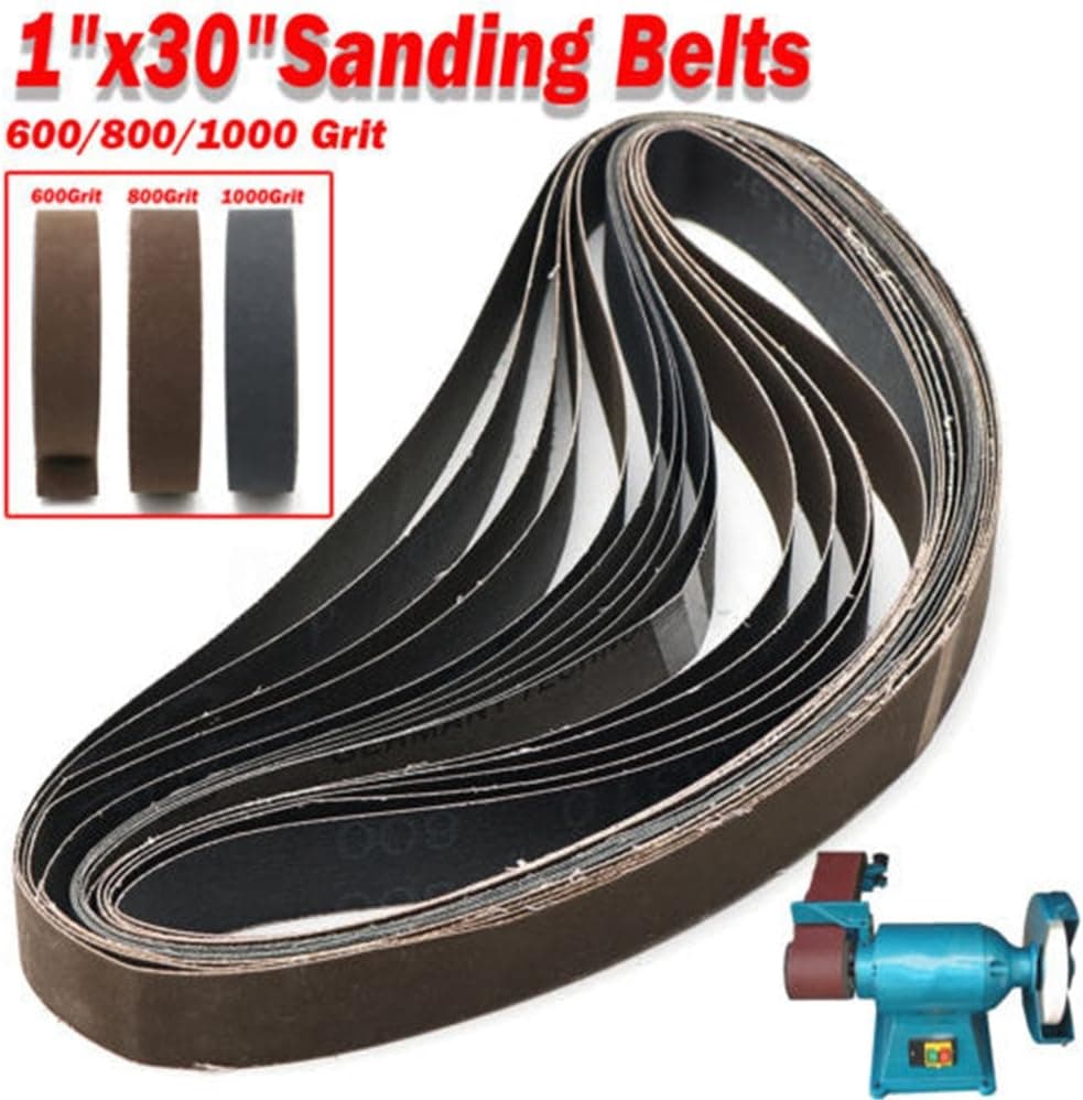 Sanding Sander Belts 1"x30" 600 800 1000 High Grit Polishing Silicon Carbide Sander Tools for Wood Metal Working,15PCS