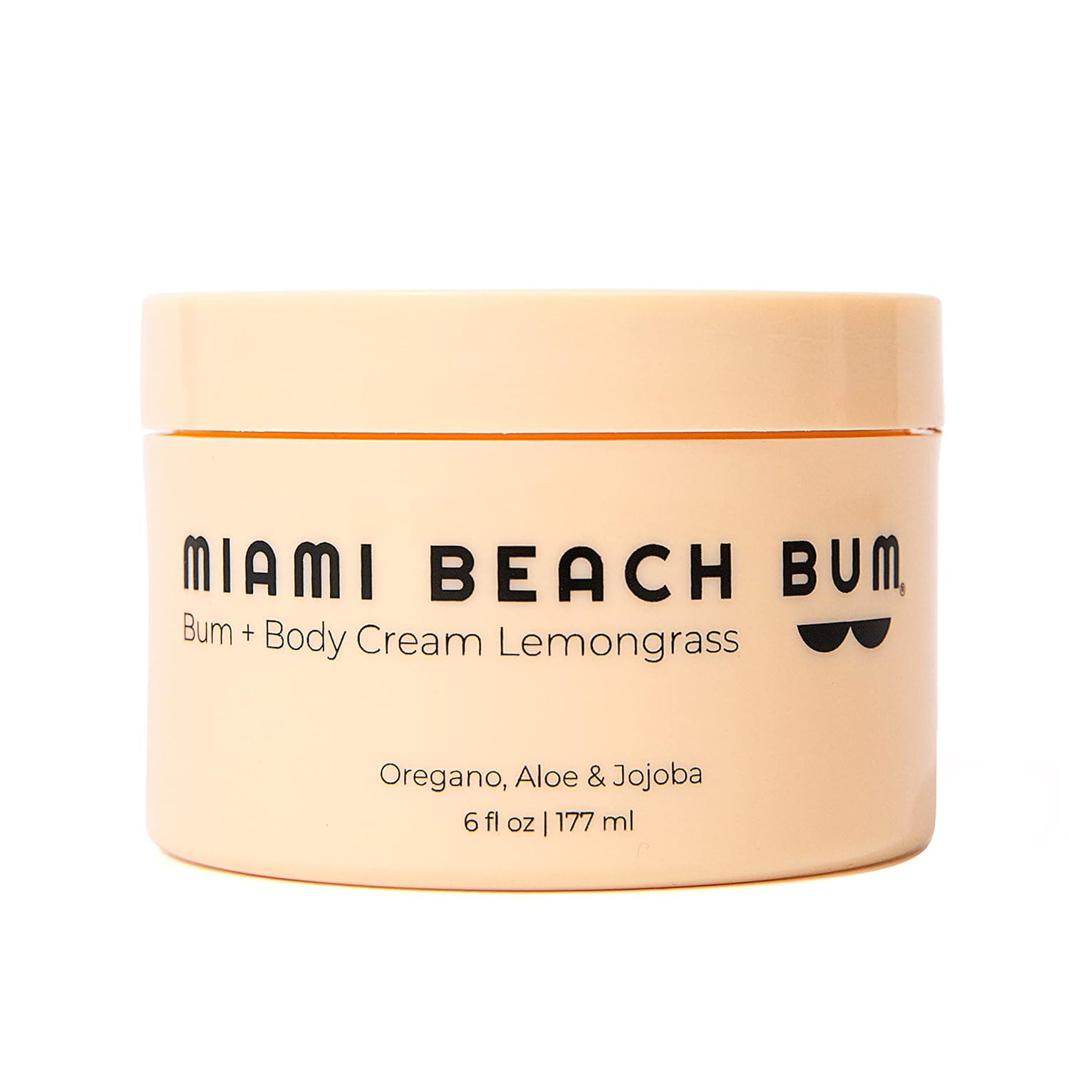 Miami Beach Bum, Bum + Body Cream, Daily Moisturizer For Total Skin Health, Body Acne Treatment, Razor Bumps, Keratosis Pilaris, Ingrown Hairs, Sunburns, Psoriasis, Blemishes, After Sun Lotion - Lemongrass 6oz