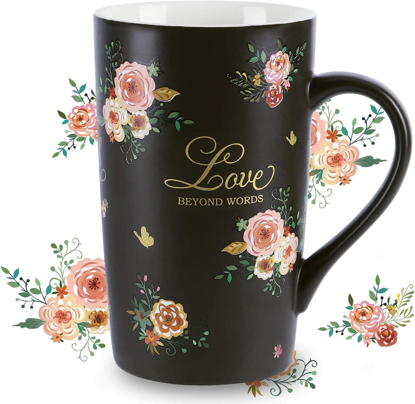 NymphFable Ceramic Coffee Mug 18oz Love Flowers Personalized Coffee Cups with Handle,Tea Cup,Large,Best Gift