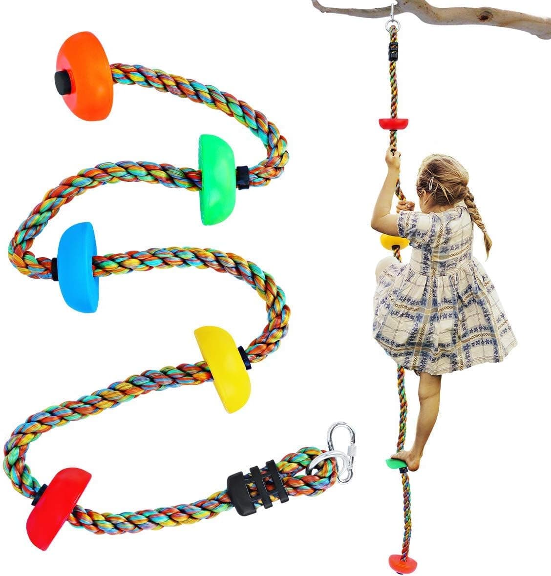 Tgzwme 6.56 ft Colorful Climbing Rope for Kids with Platforms