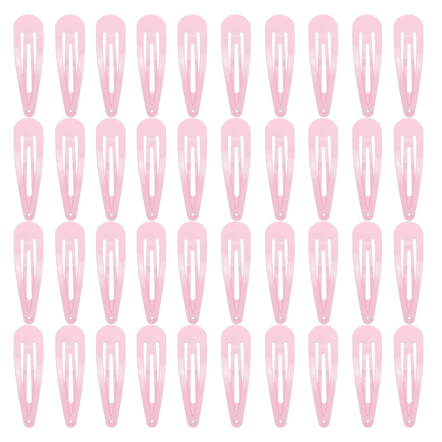 40 Counts Pink Color Metal Snap Hair Clips 2 Inch Barrettes for Women Accessories