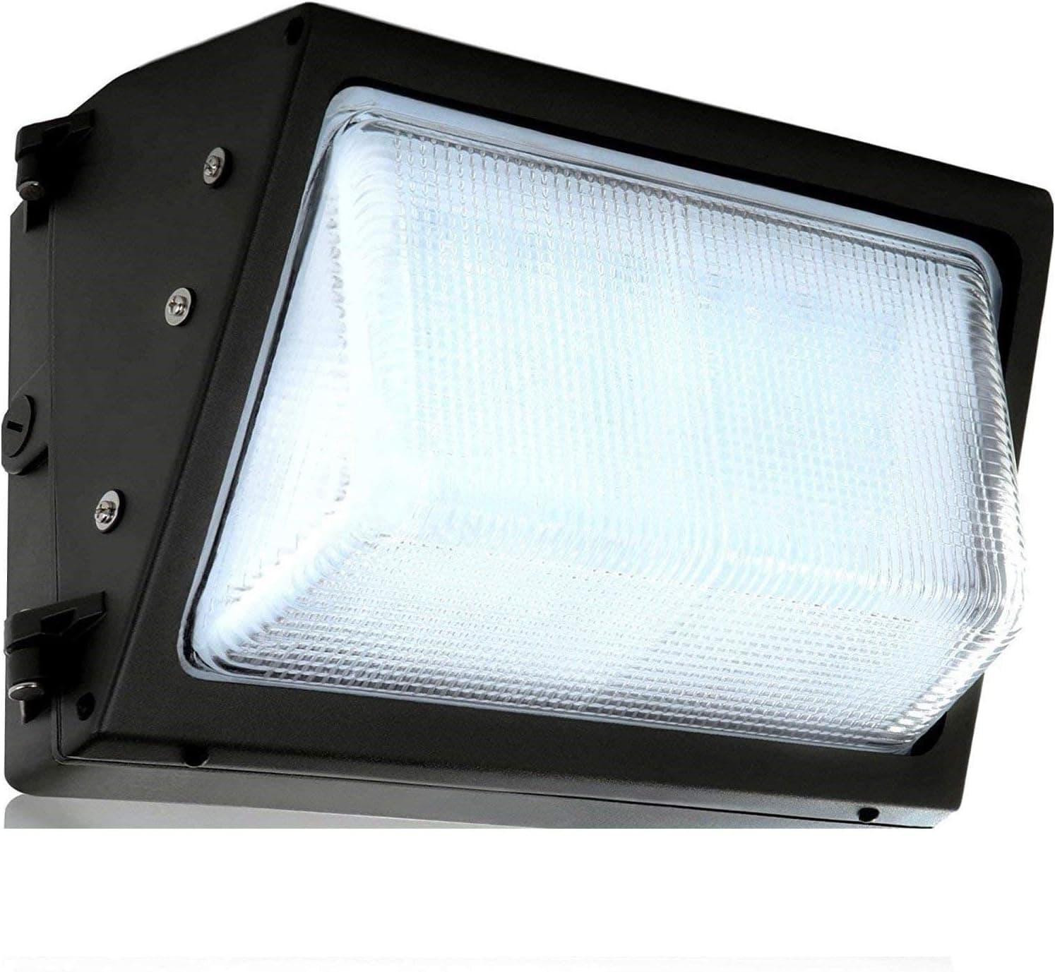 LED Wall-Pack Photo Cell Glass Lens- 60W 5000K Commercial Outdoor Light Fixture (Out-Door Dusk to Dawn Sensor Security Porch Lighting for Industrial Out-Side Photocell)