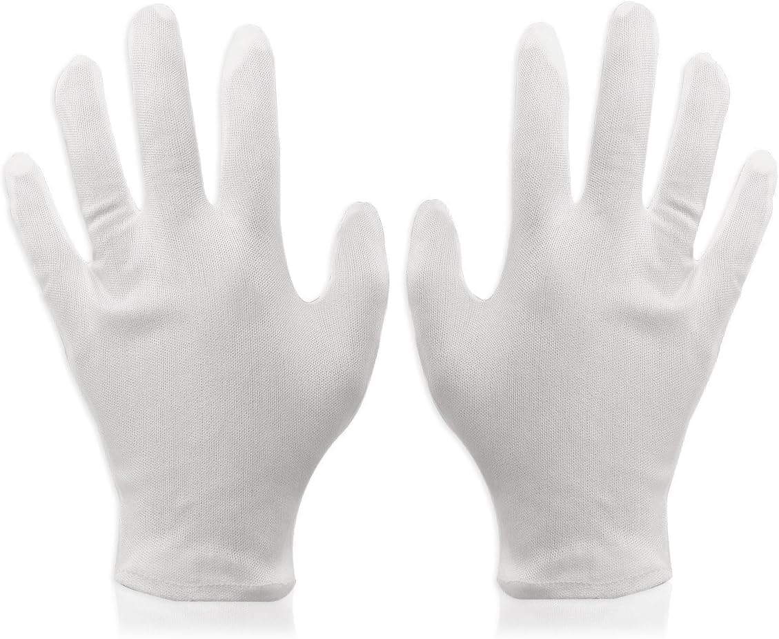 WINOMO 8 Pairs Nylon Gloves Work Glove White