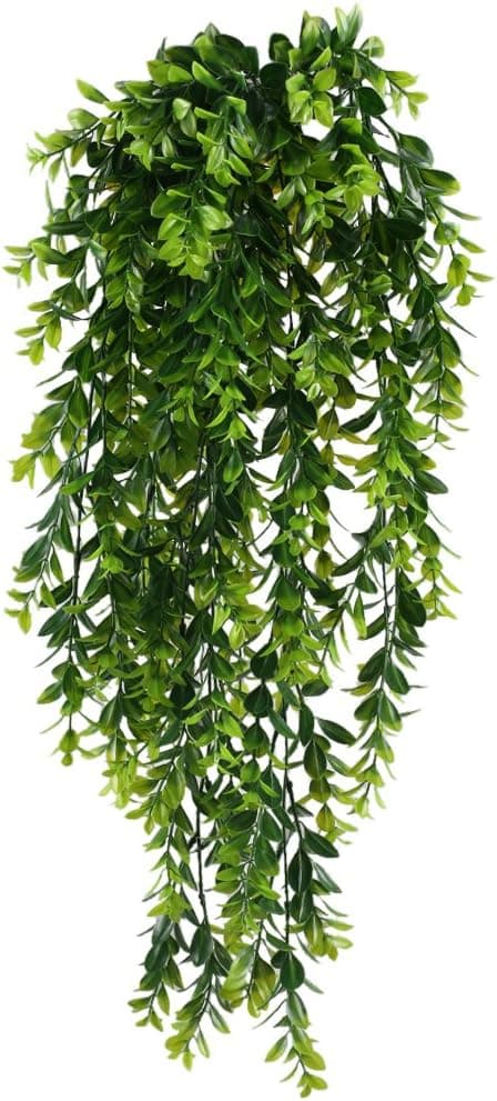 HUAESIN Fake Hanging Plants 2pcs Faux Ivy Plant Plastic Hanging Greenery for Farmhouse Home Decor Wall Proch Indoor Outdoor Hanging Basket