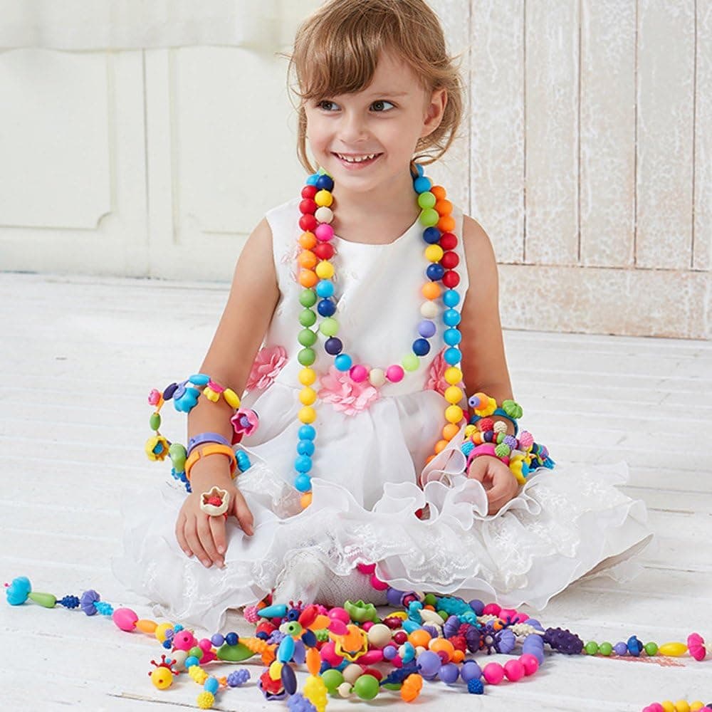 Nukied 85 Pieces Pop Beads - Girl Toy DIY Jewelry Making Kit for Necklace, Earrings, Bracelets and Anklets Gift for Girls Kids (85 Pieces)
