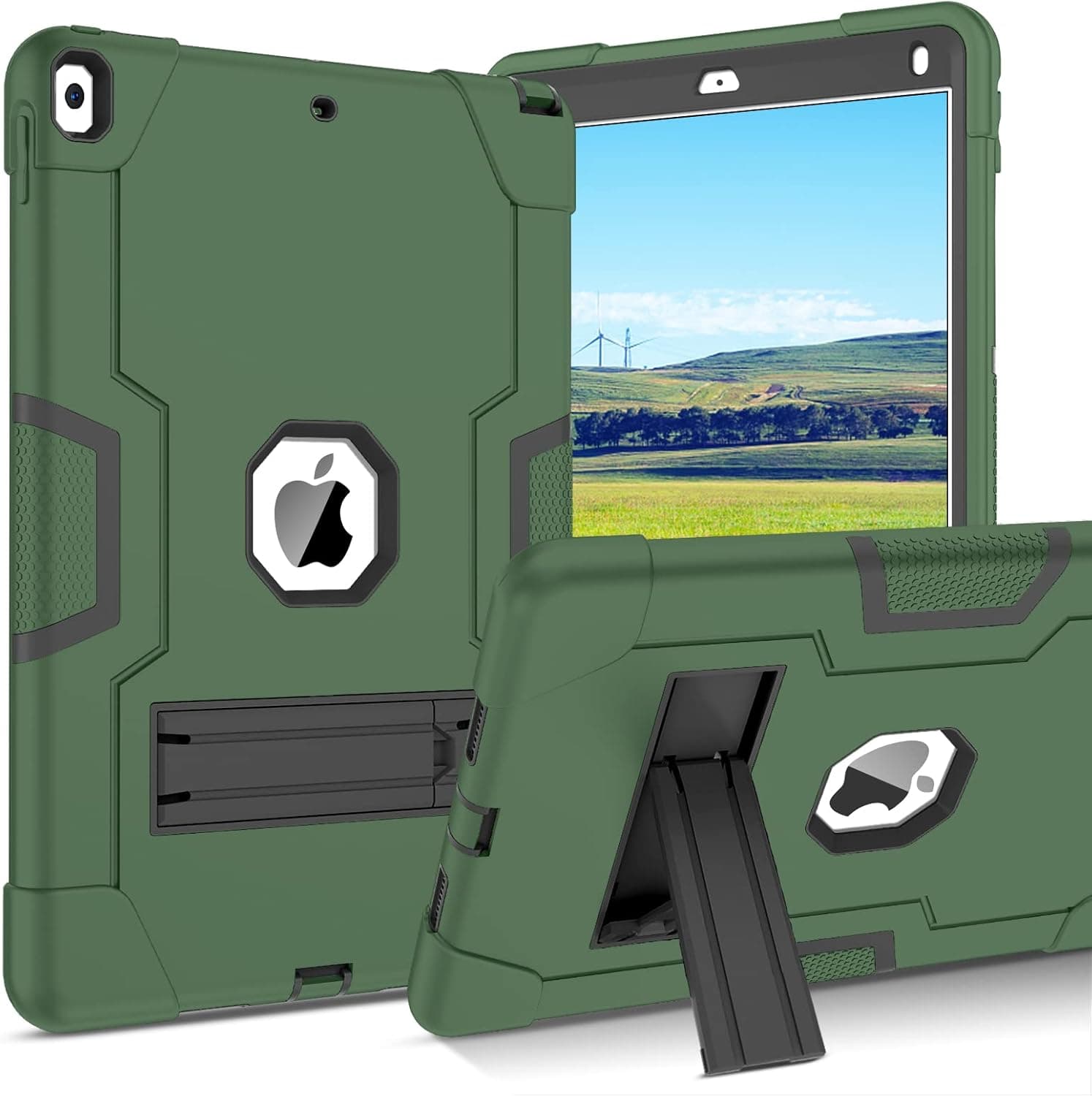 BENTOBEN iPad Air 3rd Generation Case, iPad Pro 10.5" 2017 Case, 3 Layers Heavy Duty Rugged Shockproof Kickstand Protective Tablet Case Cover for iPad Air 3 10.5" 2019 /iPad Pro 10.5" 2017, Dark/Green