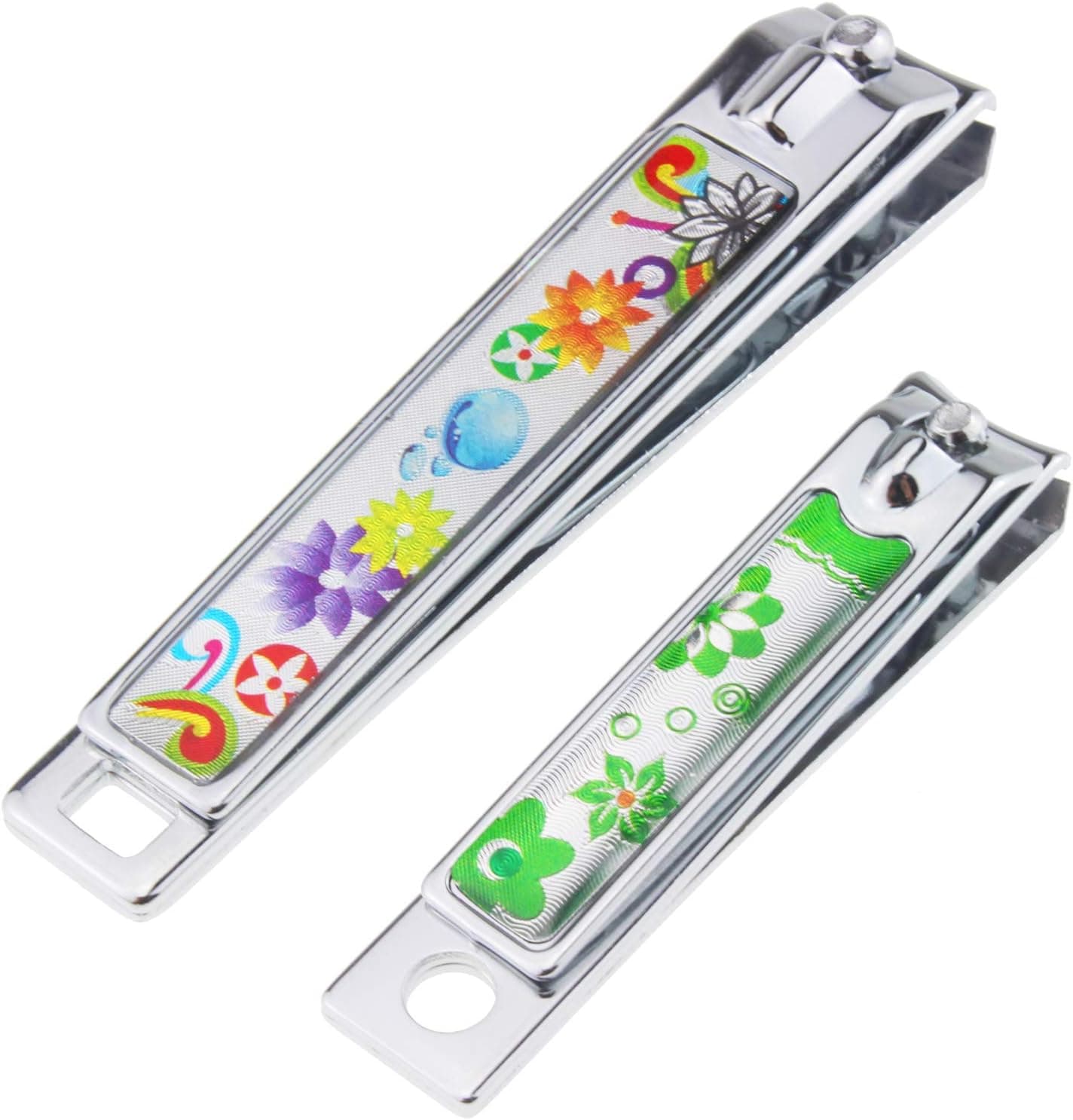 Nail Clipper Printing Flower Pattern - Set Sharp Fingernail Clippers Toenail Clippers Nail Cutter Stainless Steel Sturdy Nail Trimmer for Women or Men - Size 2 pcs (Style 4)