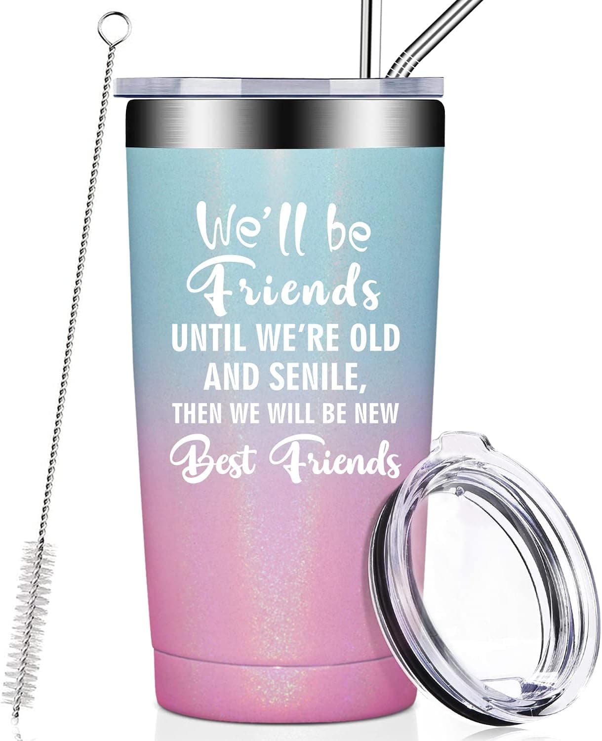 Fufandi Best Friend Gift for Women, Coworker, Roommate, BFF, Friendship Birthday Gifts for Female Friends Tumbler Cup