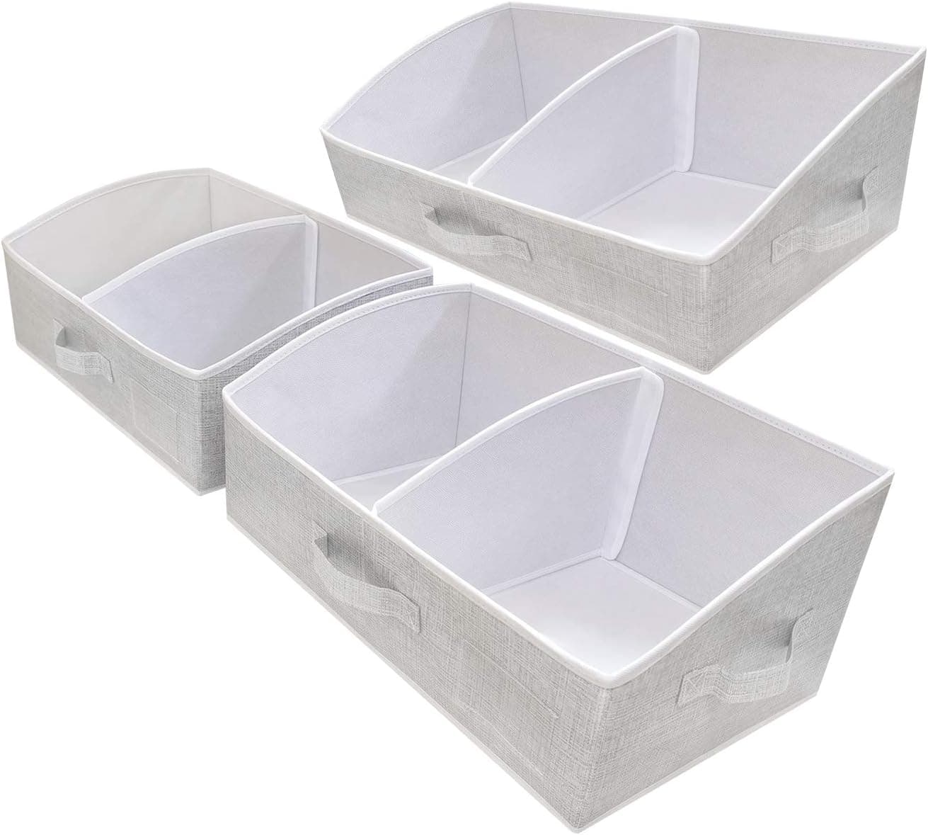 UNAMAX 3 Packs Closet Storage Bins - Trapezoid Large Storage Box - Foldable Fabric Baskets for Organizing Clothes - Baby Toiletry, Toys, Towel, DVD, Book (Grey, 20 x 11.2 x 8.3 inches)