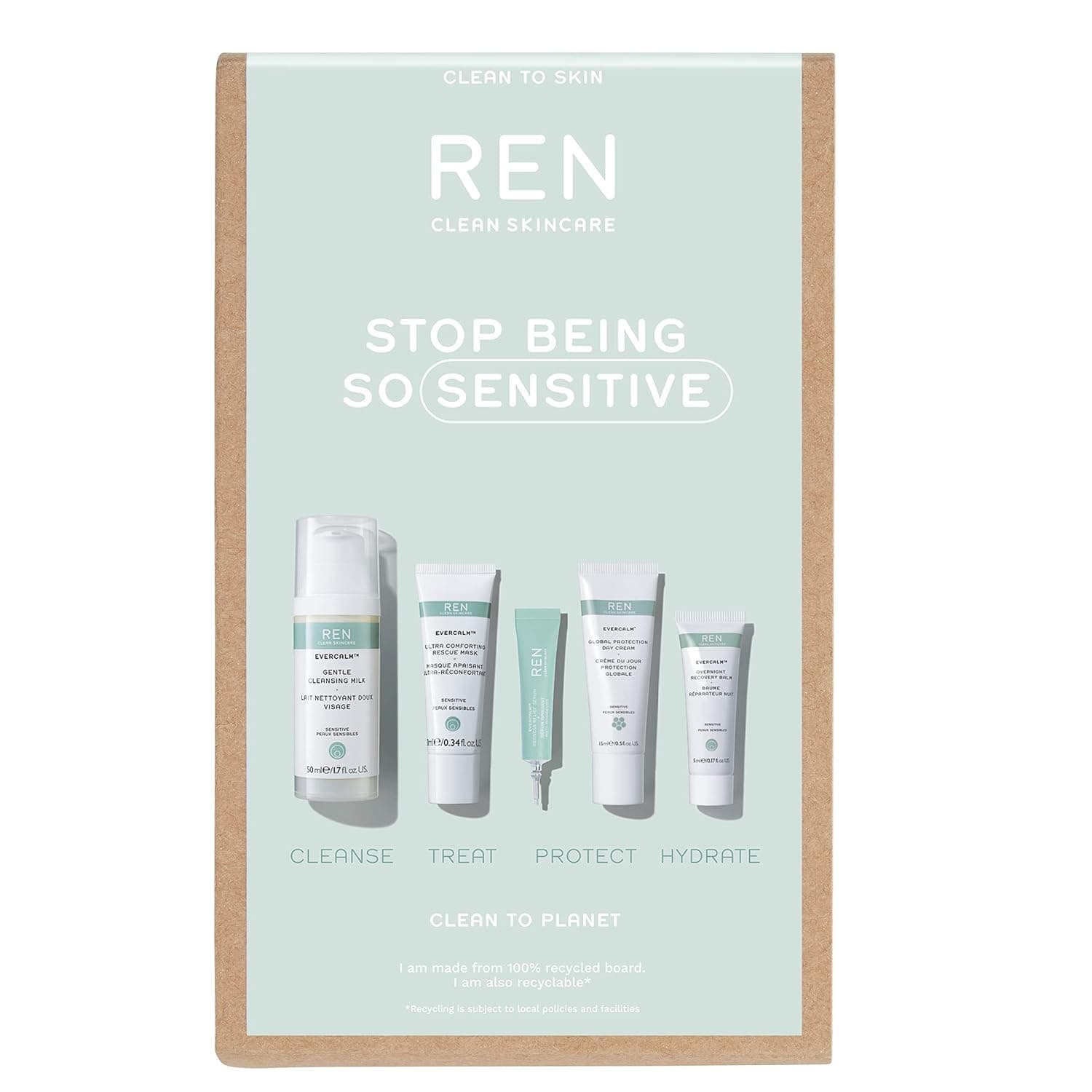 REN Clean Skincare - Stop Being So Sensitive Evercalm Value Set Starter Routine for Daily Protection of Sensitive Skin Types - Calming Skincare Set Designed To Help Treat Irritation