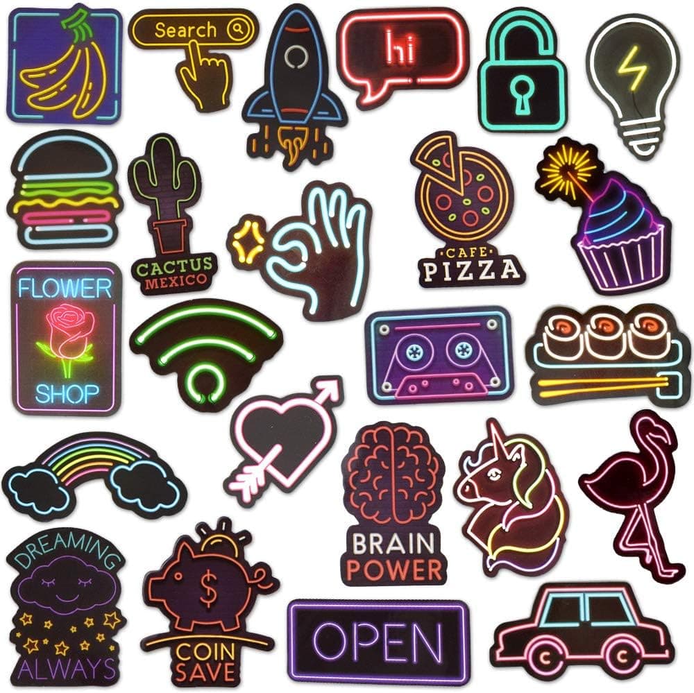 Neon Stickers Waterproof Vinyl Stickers Neon Stickers for Water Bottles Neon Stickers Bomb Pack(50 Pcs)
