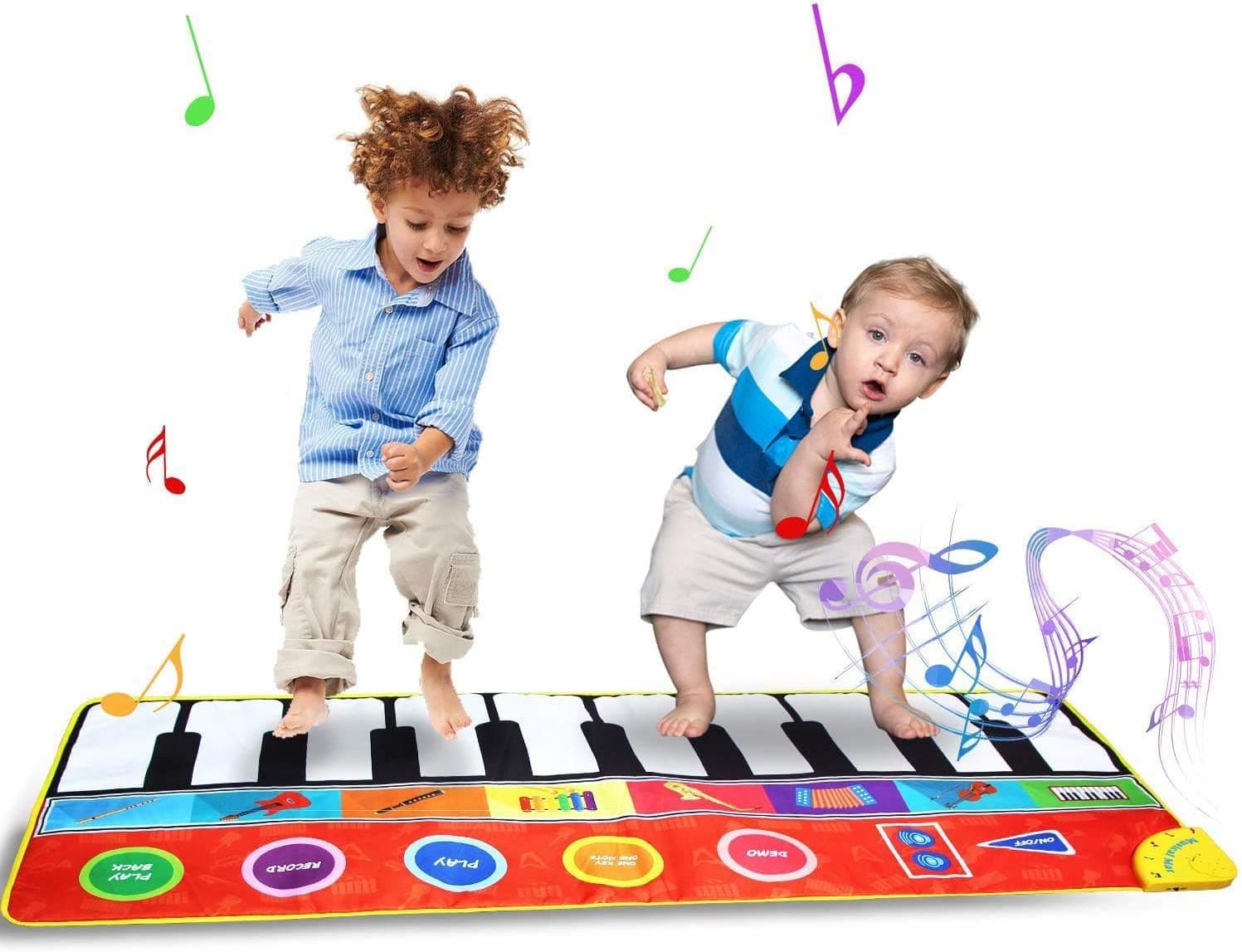 Jenilily Piano Mat, Kids Musical Mat Keyboard Playmat, 8 Instruments Voice, Early Educational Toys Dance Mat for 3+ Year Old Girls, Boys