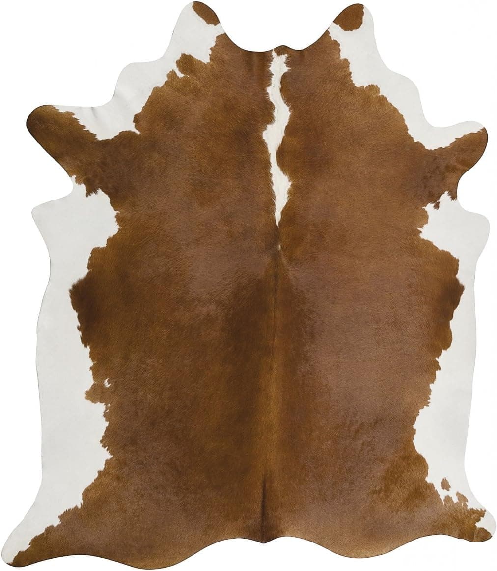 rodeo Brown and White Cow Skin Hereford Cowhide Rug Leather Cow Skin Size 6x6ft Brown with White Belly