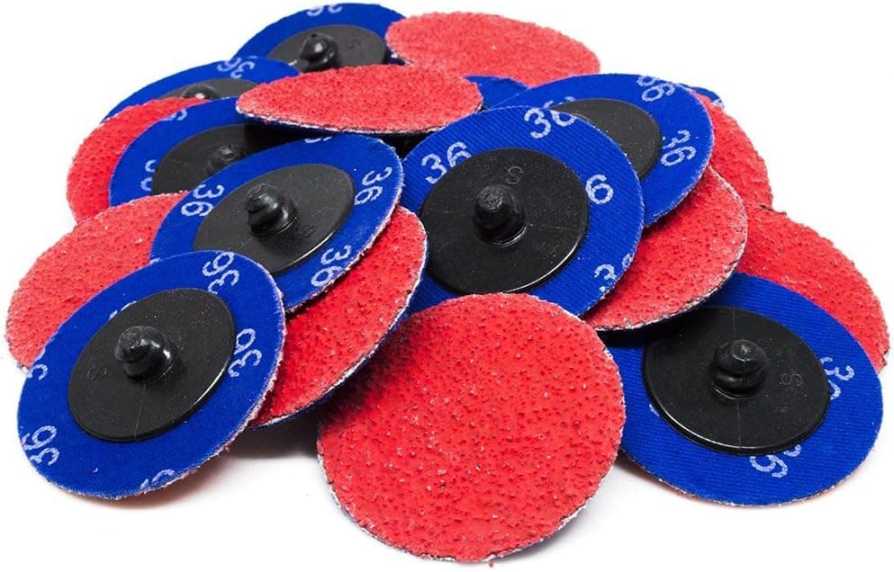 Benchmark Abrasives 2" Quick Change Ceramic Sanding Discs with a Male R-Type Backing Surface Finish Grind Polish Burr Rust Paint Removal Use with Die Grinder (25 Pack) - 40 Grit