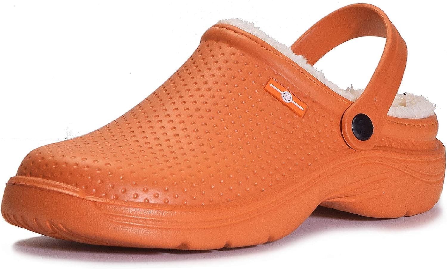 Men's Women's Lined Clogs Waterproof Winter House Slippers Warm Fuzzy Anti-Slip Garden Shoes Indoor Outdoor Mules Orange