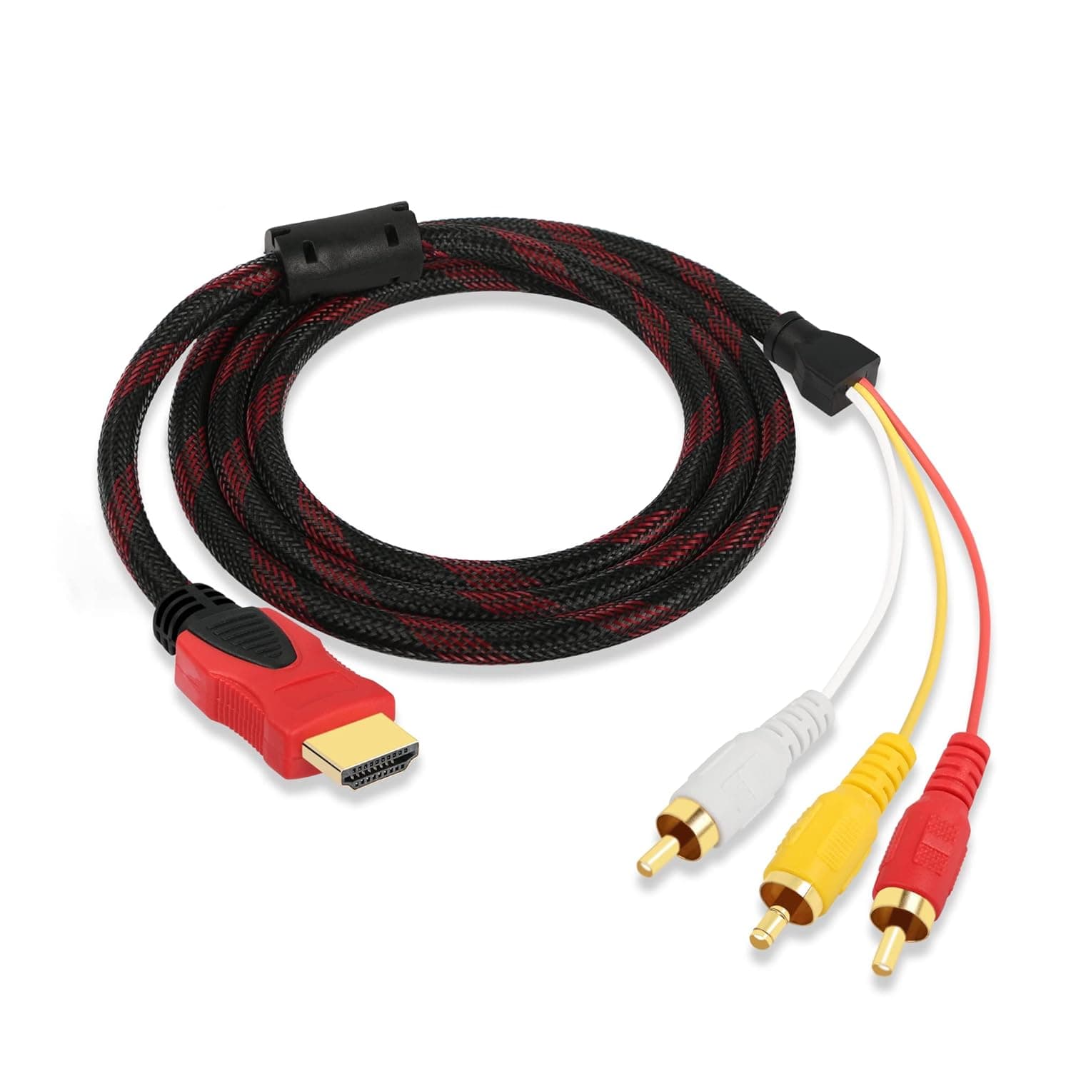 YAODHAOD HDMI to RCA Cable, 1080P HDMI Male to 3RCA Video Audio AV Cable Connector Adapter,One-Way Transmitter for DVD Players,HDTV TVs,Projectors, A/V Receivers (5FT/1.5M)…