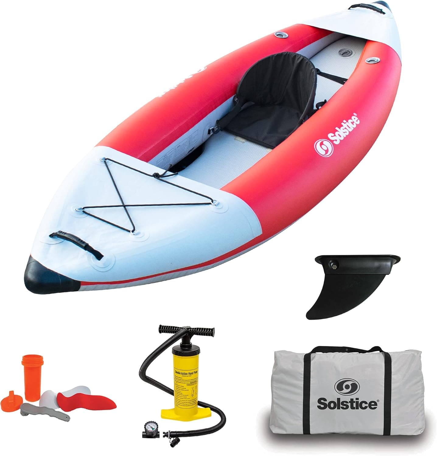 Solstice Inflatable Kayak For All Skill Levels (Heavy Duty Construction) | For Recreation & Performance | With Adjustable Padded Seats and Kayak Accessories