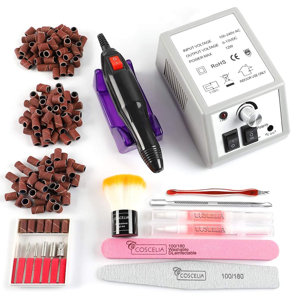 Electric Nail Drill Machine Kit for Acrylic Nails with Nail Drill Bits 300pcs Sanding Bands Professional Nail Tools Manicure Pedicure Polishing Drill Remover for Extension Gel Polish Gifts for Women