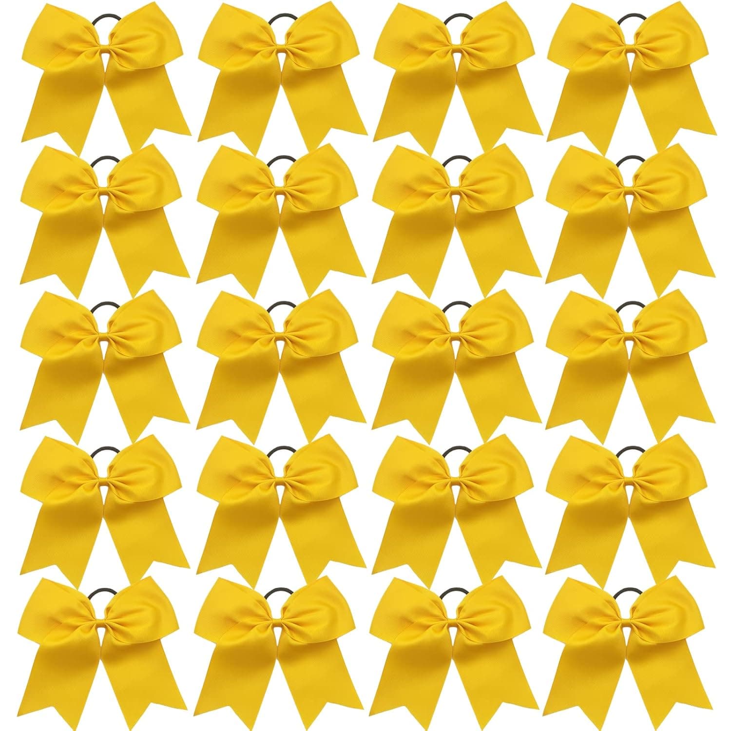 Hipcheer 20pcs 8" Large Gold Cheer Bows for Girls, Hand-made Grosgrain Ribbon Hair Accessories for Teen Girls Softball Cheerleader Sports (Gold 2)