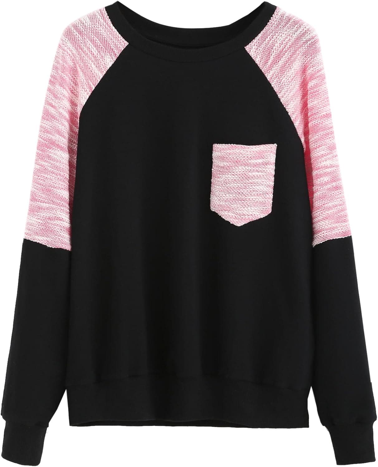 SweatyRocks Women's Splicing Tops Color Block Patch Pullover Sweatshirt Black S