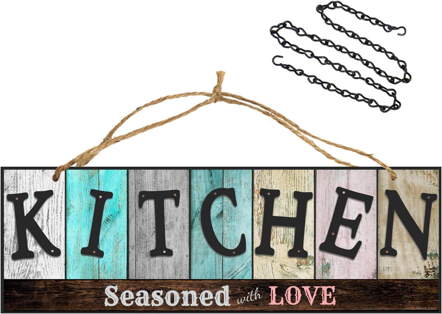 ATX CUSTOM SIGNS - Kitchen Sign for Home and Kitchen Decor - Kitchen Seasoned with Love. Colors