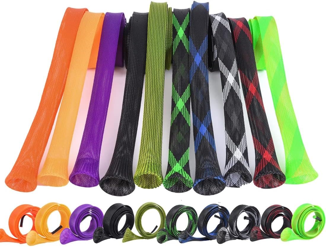 CAPACI Fishing Rod Sleeve Braided Mesh Rod Protector Fishing Rod Sock Cover Pole Glove Tools 10 Pcs