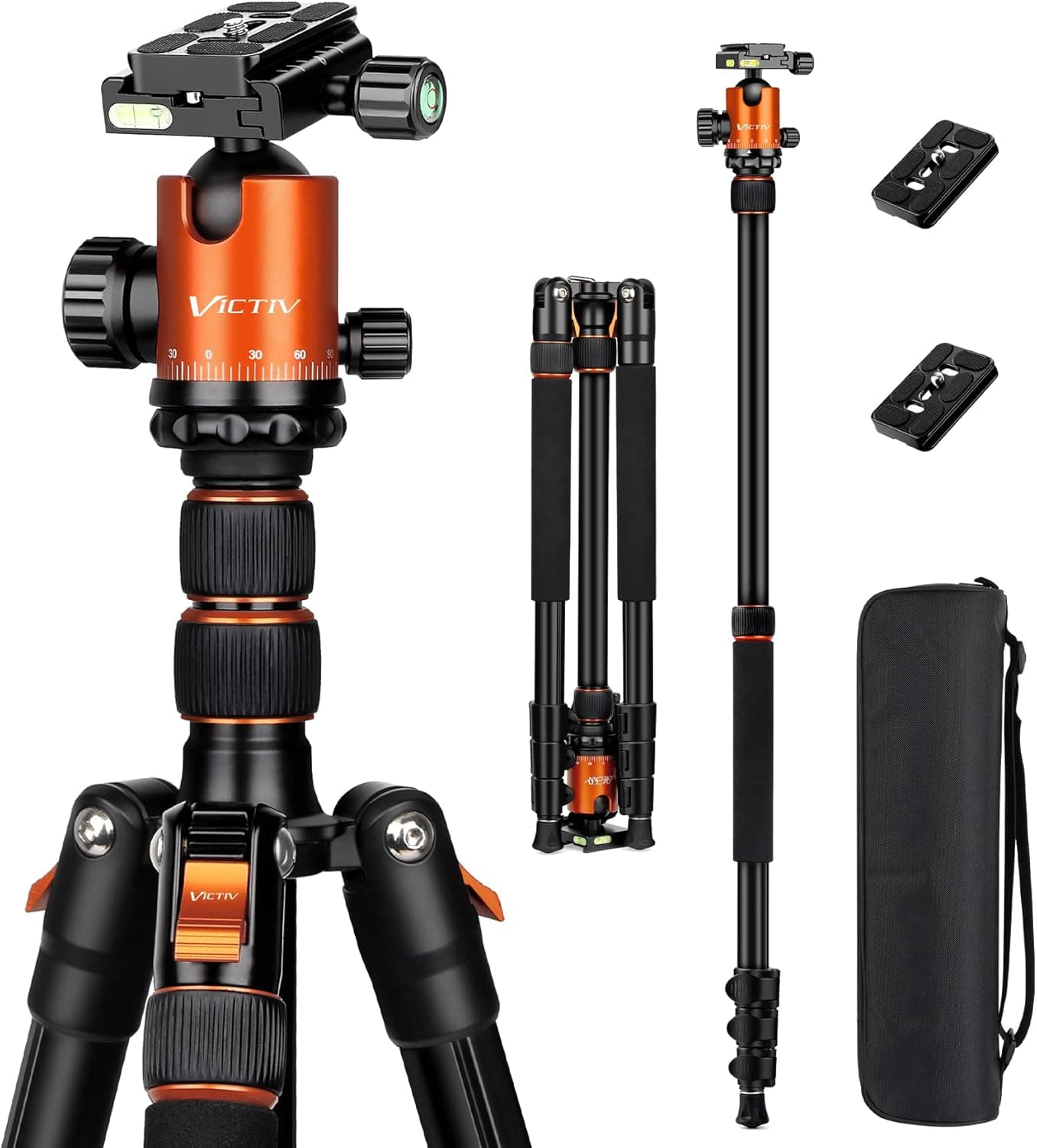 VICTIV Camera Tripod 81 inches Monopod, Heavy Duty Tripod for DSLR, Professional Aluminum Tripod Stand with 360 Degree Ball Head for Travel and Photograghy, Compatible with Canon Nikon Sony