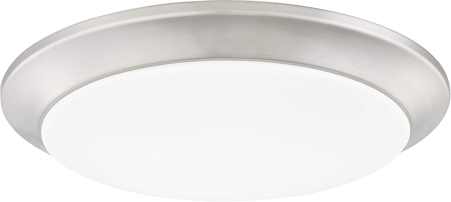 YaoKuem LED Flush Mount Ceiling Lighting Fixture, Dimmable 13 Inch 22W 1340 Lumen, Metal Housing with Nickel Finish, ETL and Damp Location Rated (3000K-Warm White)