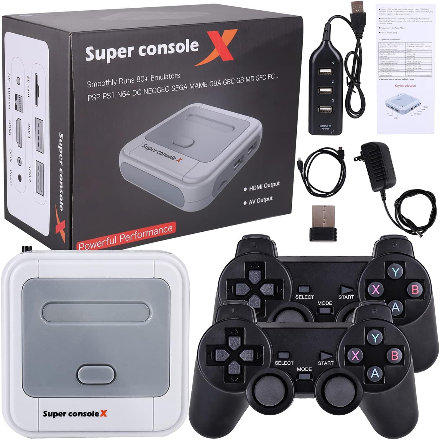 Yilirous Super Console X Retro Game Console, Built-in More Than 41,000 Games, 80+ Emulator Game Console for 4K TV HDMI/AV Output,128GB