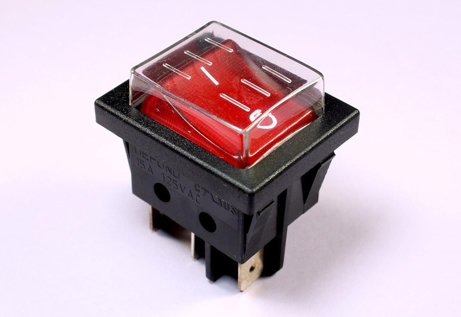 (HY #52) Defond SPST Lighted Rocker Switch, On/Off, with Cover, 15A 125VAC, 108394-01
