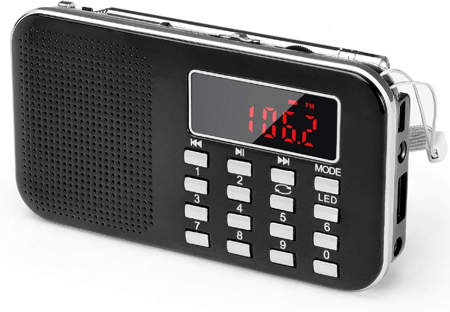 Mini Portable Radio AM FM Pocket Radio with MP3, LED Flashlight, Digital Radio Speaker Support Micro SD/TF Card/USB, Auto Scan Save, 1200mAh Rechargeable Battery Operated, by PRUNUS[Latest Version]