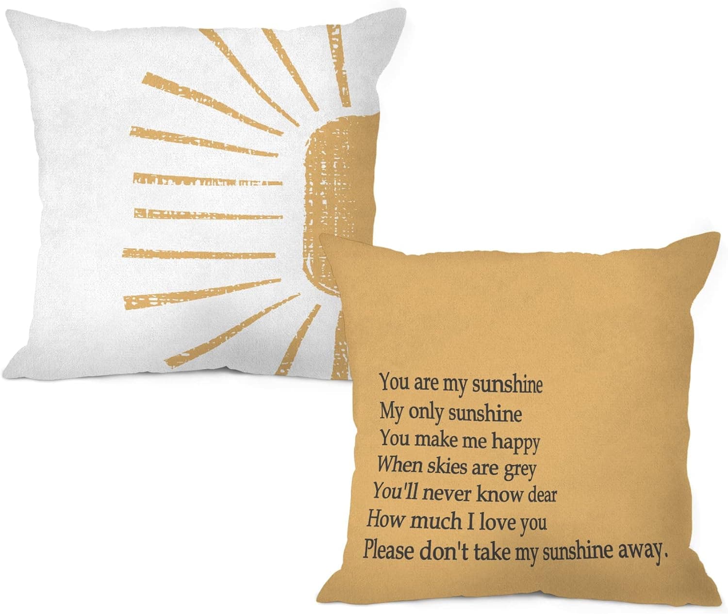 MIXDING You are My Sunshine Quote with Boho Sun Throw Pillow Cover Pillowcase 18x18 Inch (Set of 2) Decor, Abstract Boho Inspirational Quotes Sofa Bed Nursery Bedroom Home Decoration
