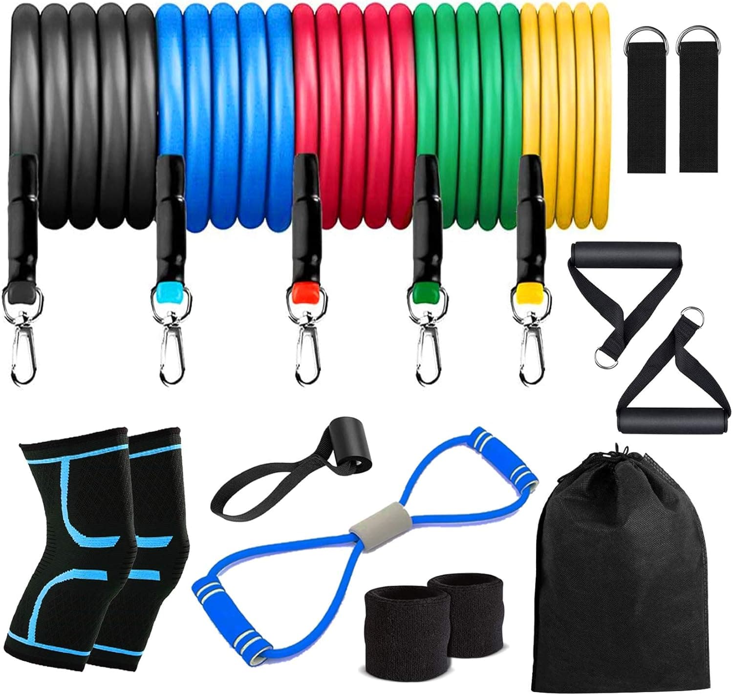 Resistance Bands,Exercise Bands - Portable Home Gym Accessories. - Perfect Muscle Builder for Arms, Back, Leg, Chest, Belly, Glutes(16Pcs)
