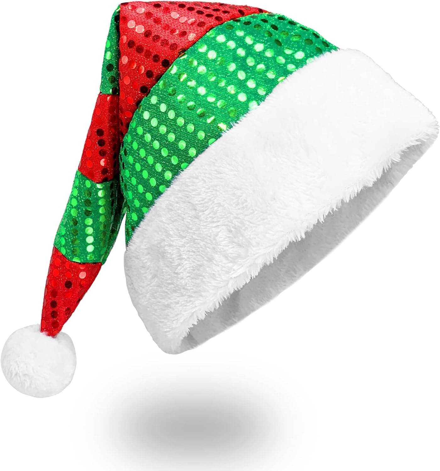 CHICYA Santa Hat Adults Unisex Christmas Hat Xmas Holiday Fiesta Party Supplies, Velvet Cozy Santa Hats with Sequin for Christmas New Year