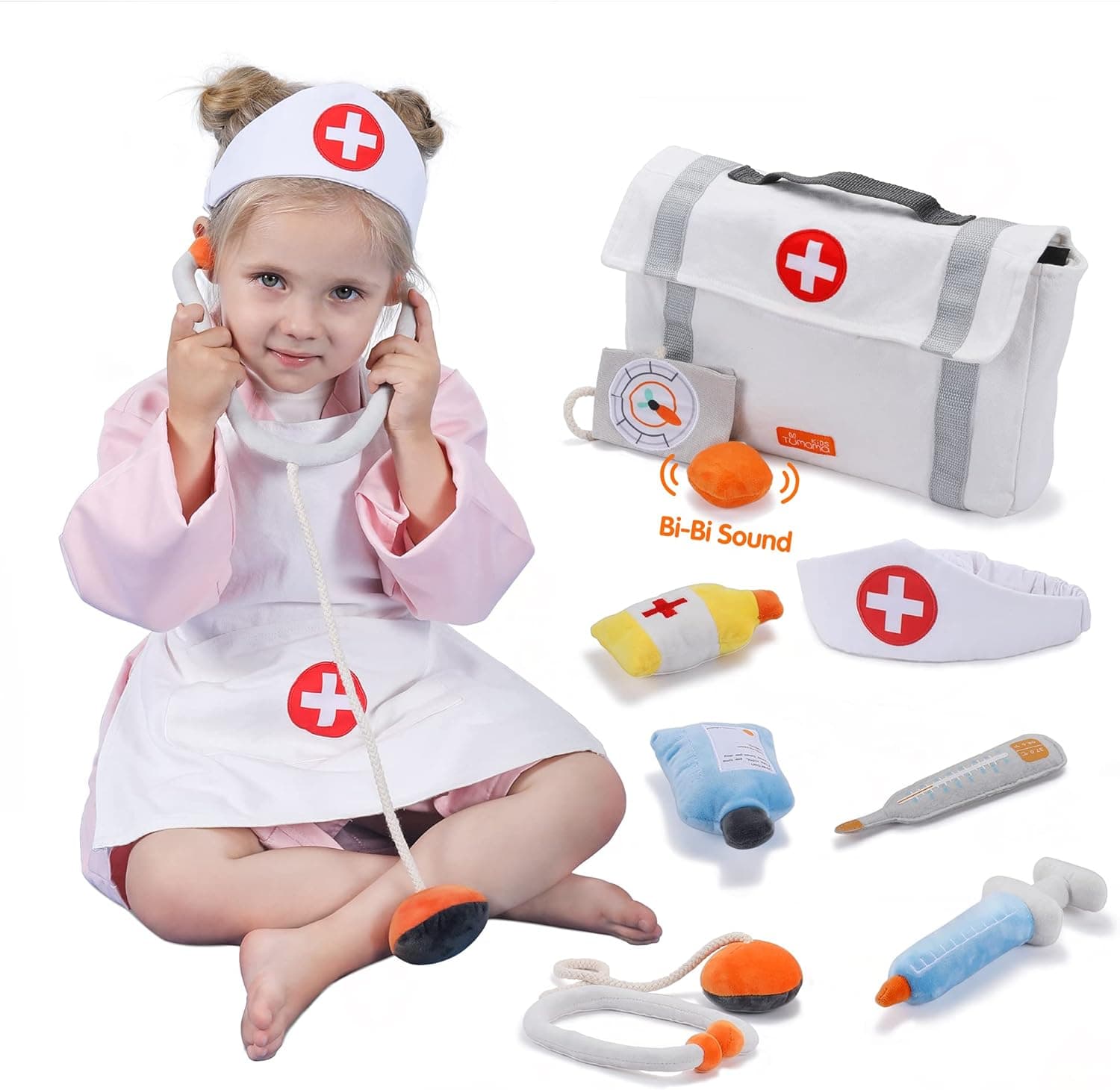 TUMAMA Doctor Kit for Kids, Kids Doctor Kit with Carry Bag, Pretend Play for Toddlers 3 4 5 6 Years Old, Girls Doctor Bag for Kids, Washable Plush