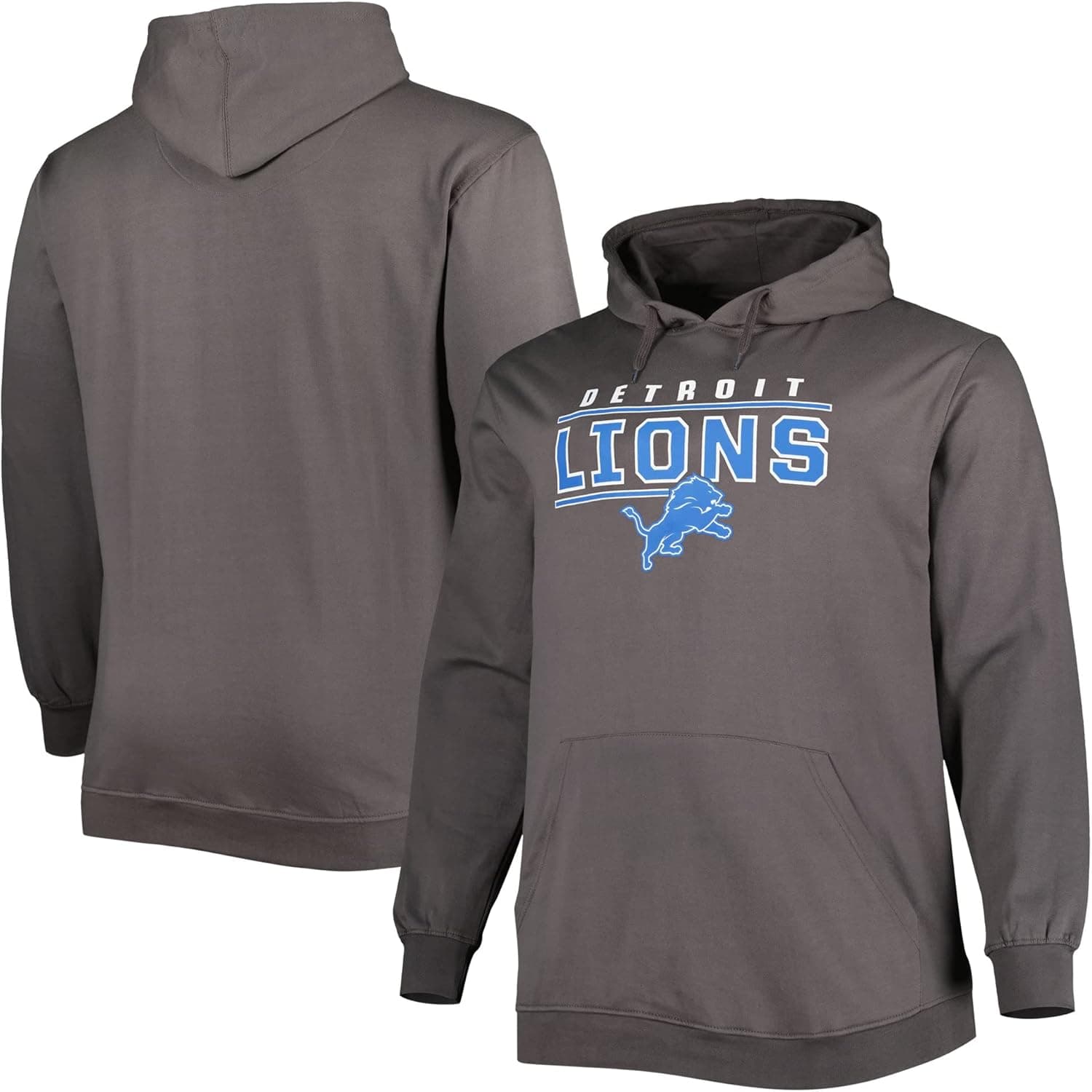 PROFILE Men's Charcoal Detroit Lions Big & Tall Logo Pullover Hoodie