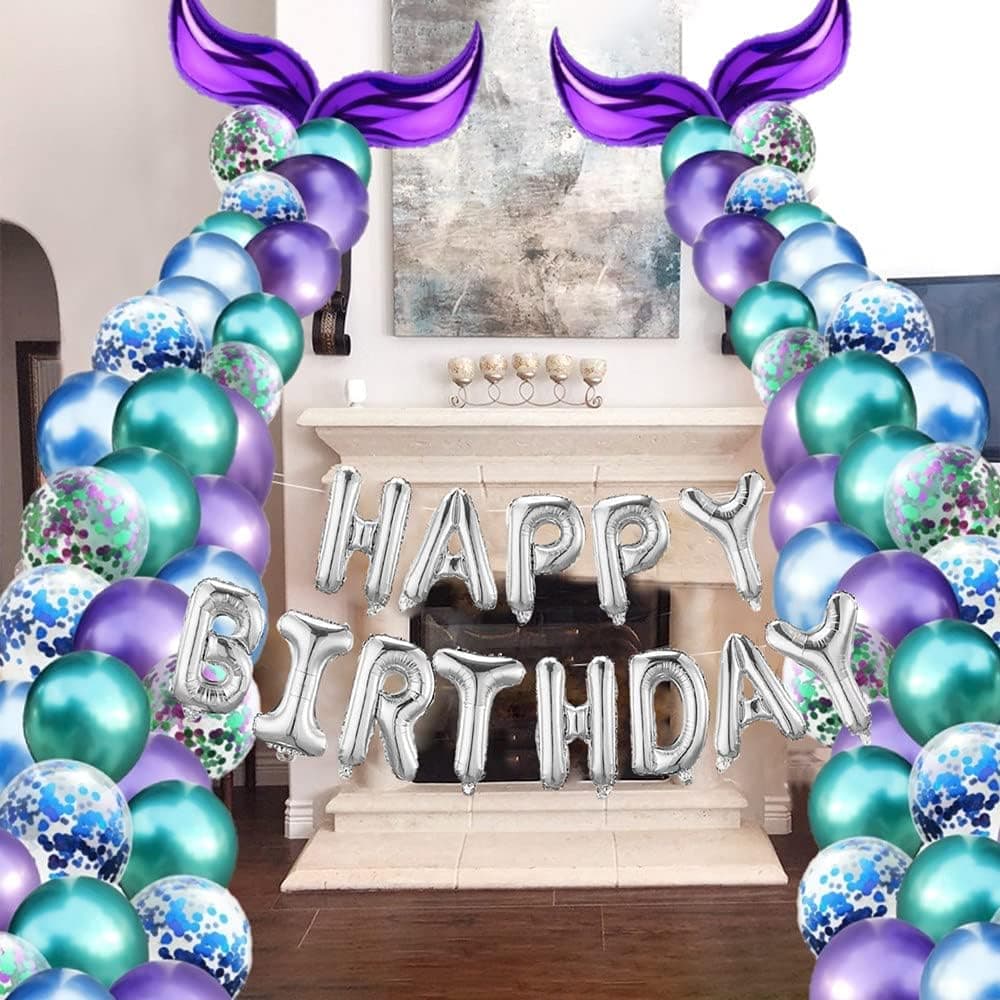Balloons With Happy Birthday Banner Party Decorations Supplies for Girl Women