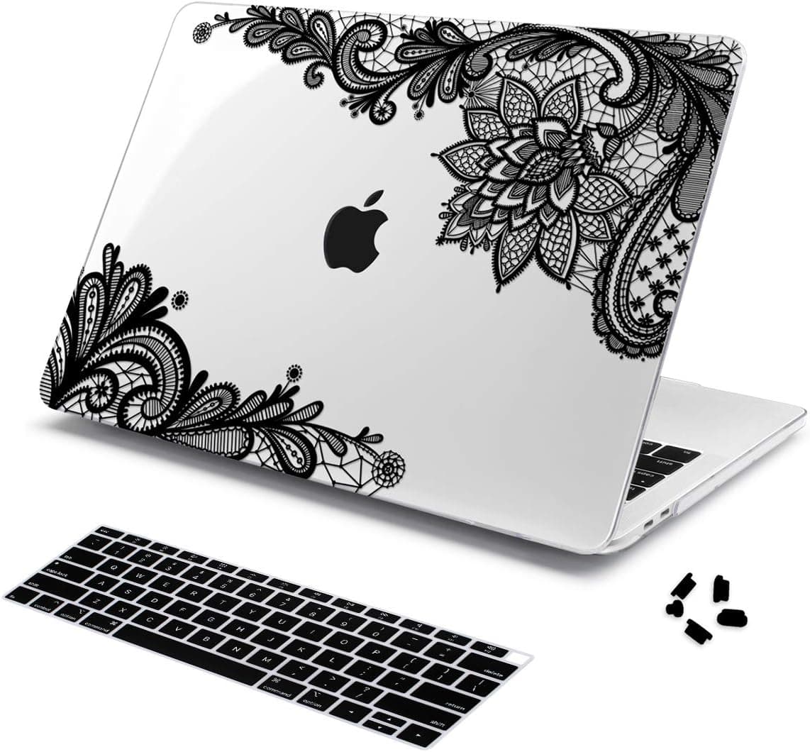 Batianda Painted Case for New Apple MacBook Air 13 inch 2018 2019 Release Model A1932 with Touch ID Retina Display Crystal Hard Laptop Shell with Keyboard Cover Dust Plug (Lace)
