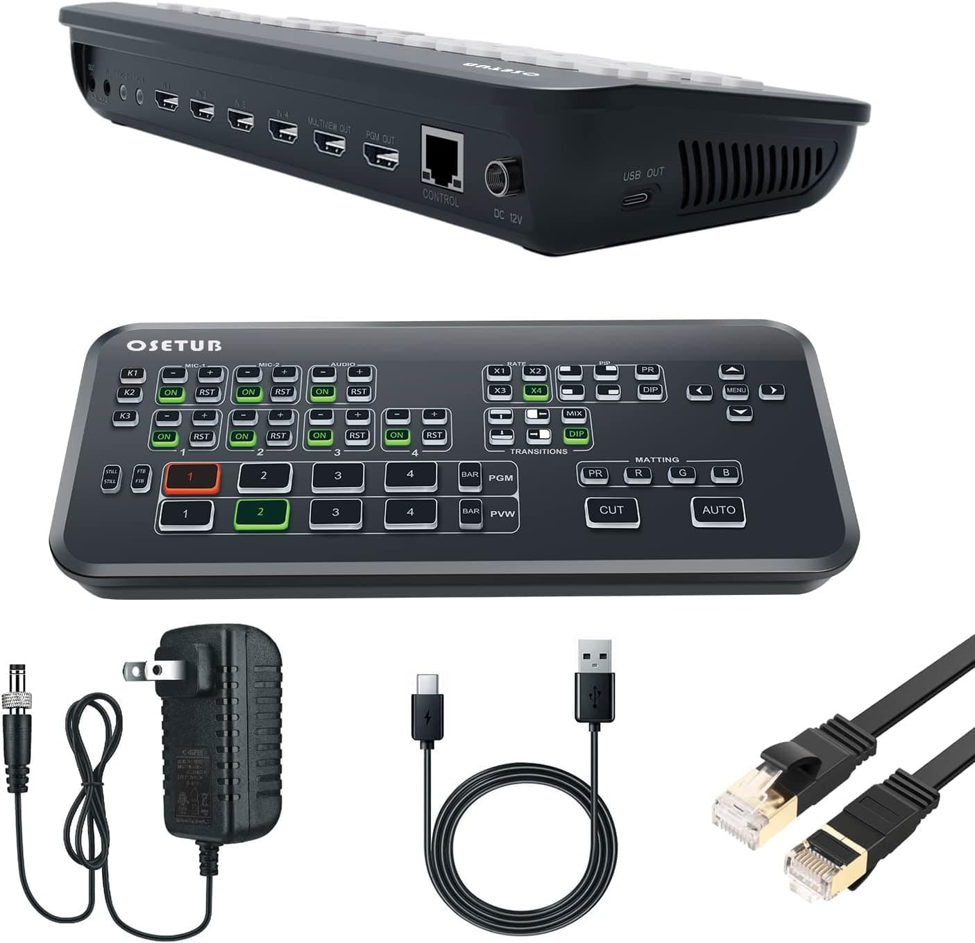 Mini HDMI Live Stream Switcher, Multi-Cam Video Mixer Switcher, 4 x HDMI Inputs Real Time Multi-Format Live Streaming Production for Wedding, Business Presentations, Esport