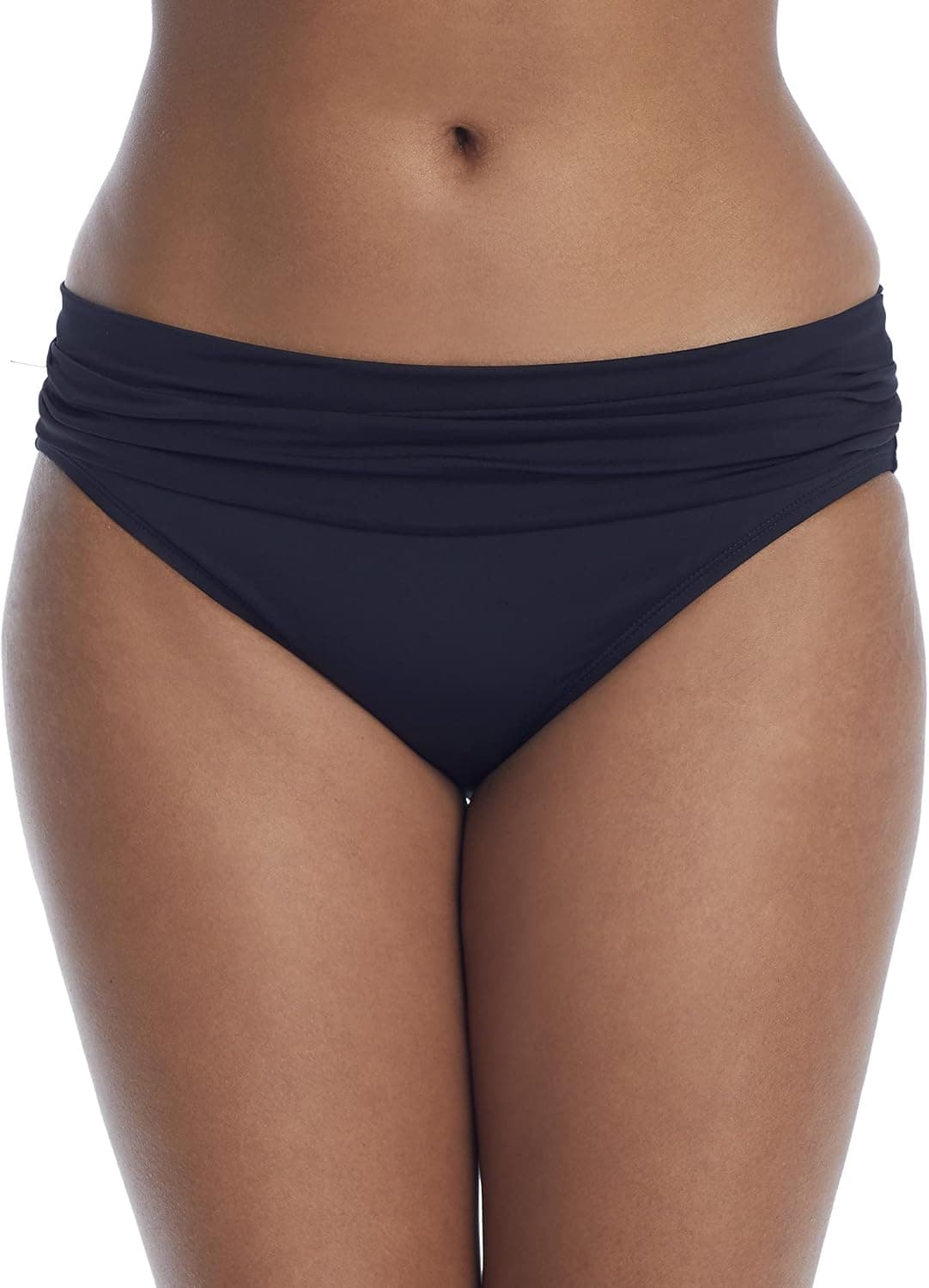 La Blanca Women's Standard Island Goddess Shirred Band Hipster Bikini Swimsuit Bottom, Black, 16