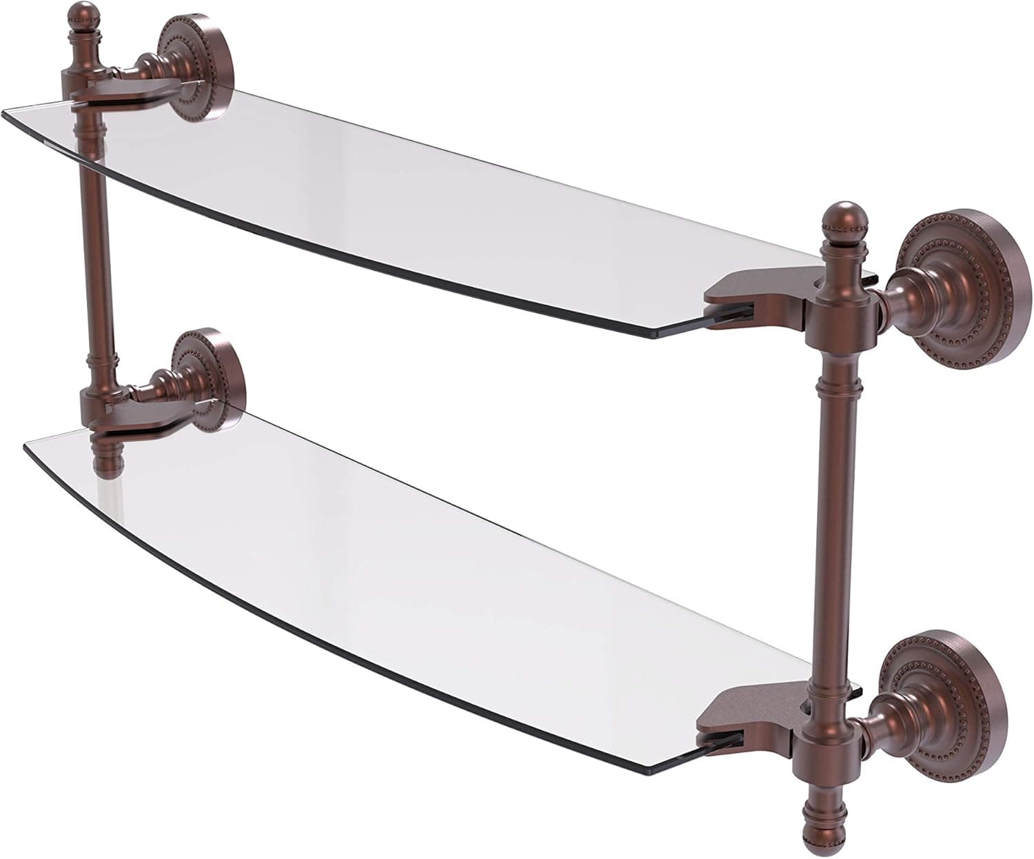Allied Brass RD-34/18 Retro Dot Collection 18 Inch Two Tiered Glass Shelf, Antique Copper