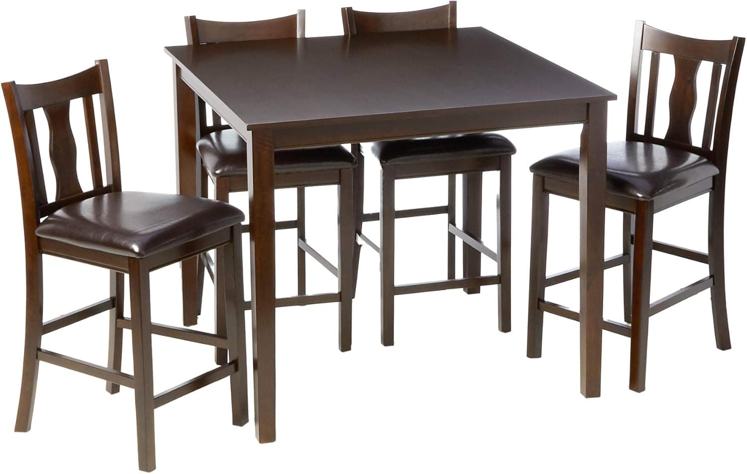 Furniture of America Marion 5-Piece Solid Wood Counter Height Dining Set, Espresso