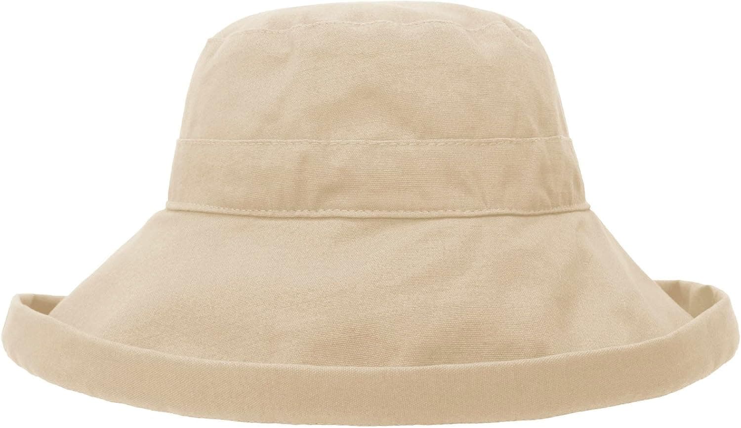 AshopZ Women's Sun Protective Foldable Wide Brim Cotton Bucket Hat, Khaki