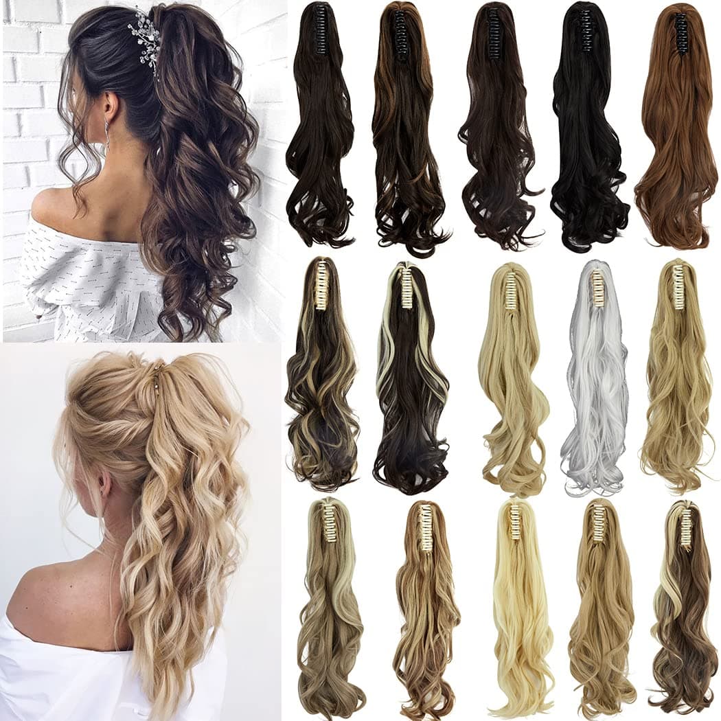 Ponytail Extension Claw 18" 20" Curly Wavy Straight Clip in Hairpiece One Piece A Jaw Long Pony Tails for Women
