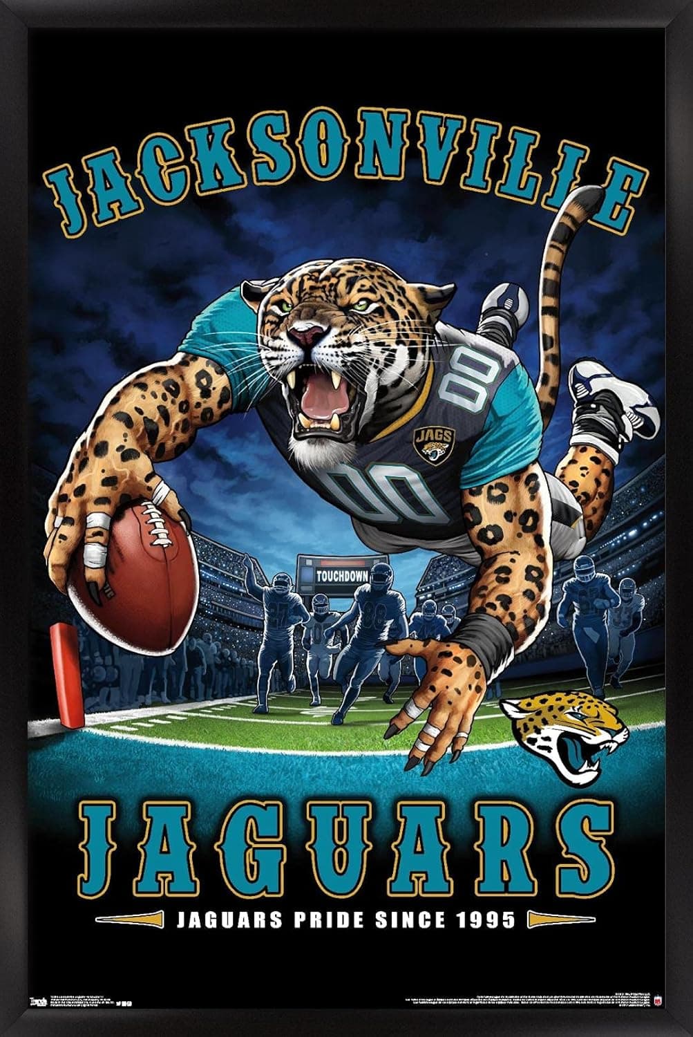 Trends International NFL Jacksonville Jaguars - End Zone 17 Wall Poster, 22.375" x 34", Black Framed Version