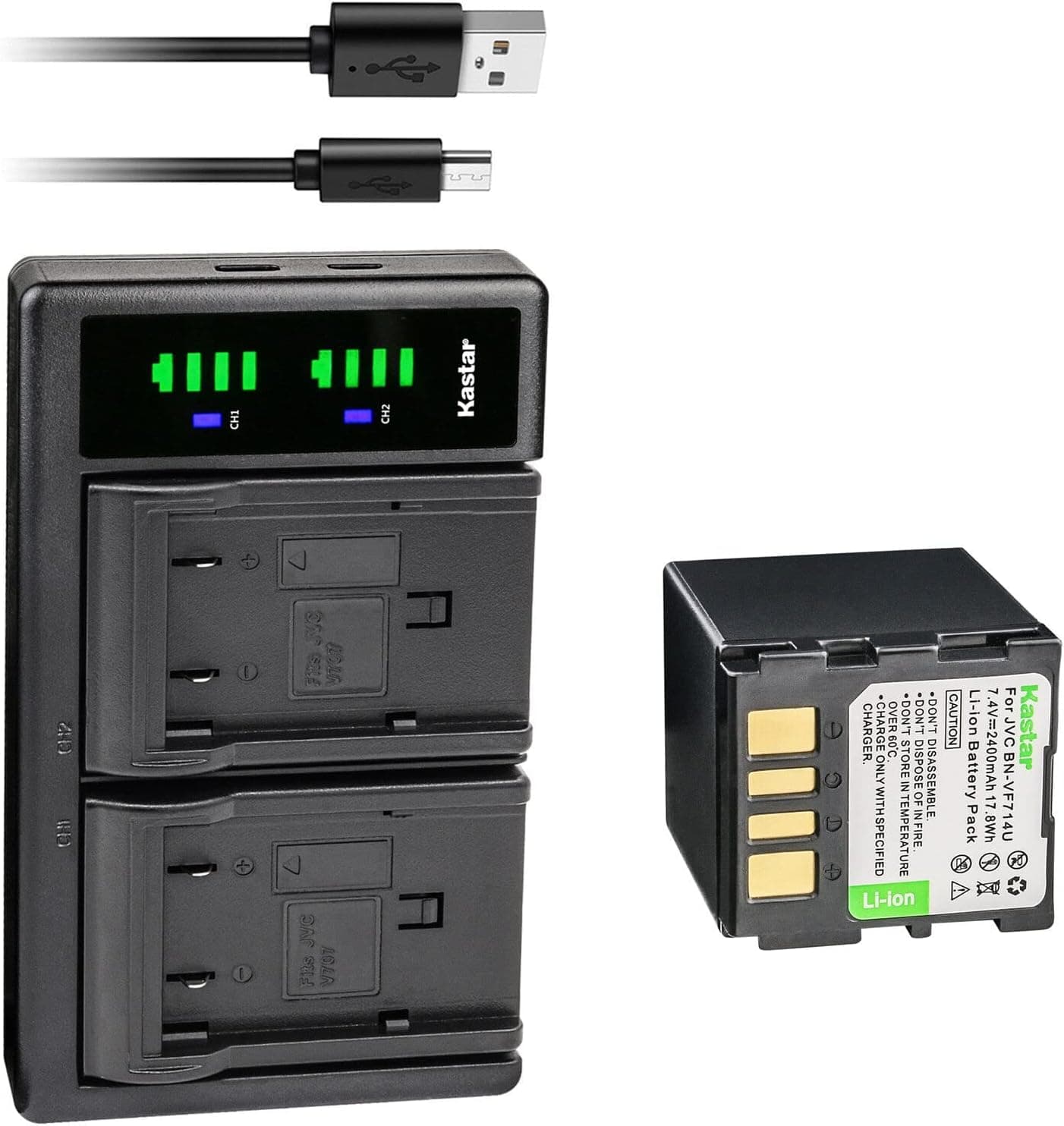 Kastar 1-Pack Battery and LTD2 USB Charger Replacement for JVC GZ-MG77US GZ-MG500 GZ-MG500AC GZ-MG500U GZ-MG505 GZ-MG505AA GZ-MG505AC GZ-MG505AG GZ-MG505AH GZ-MG505AS GZ-MG505B GZ-MG505E GZ-MG505EK