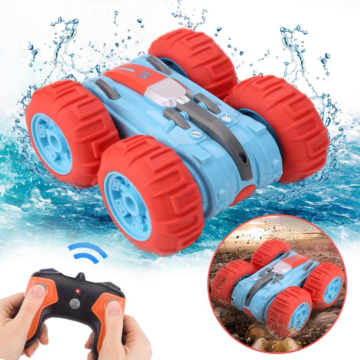 Easter Gifts for Kids,Easter Toys Car Toys for 5-12 Year Old Boys, RC Car Amphibious Remote Control Cars Waterproof 2.4 GHz Stunt Car for Girls 4WD All Terrains Water Land Beach Swimming Pool Toy